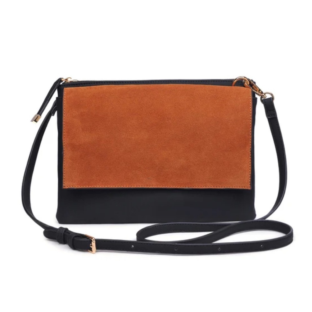 NWT Moda Luxe Reagan Crossbody Black|Camel Vegan Leather|Suede Women's Bag